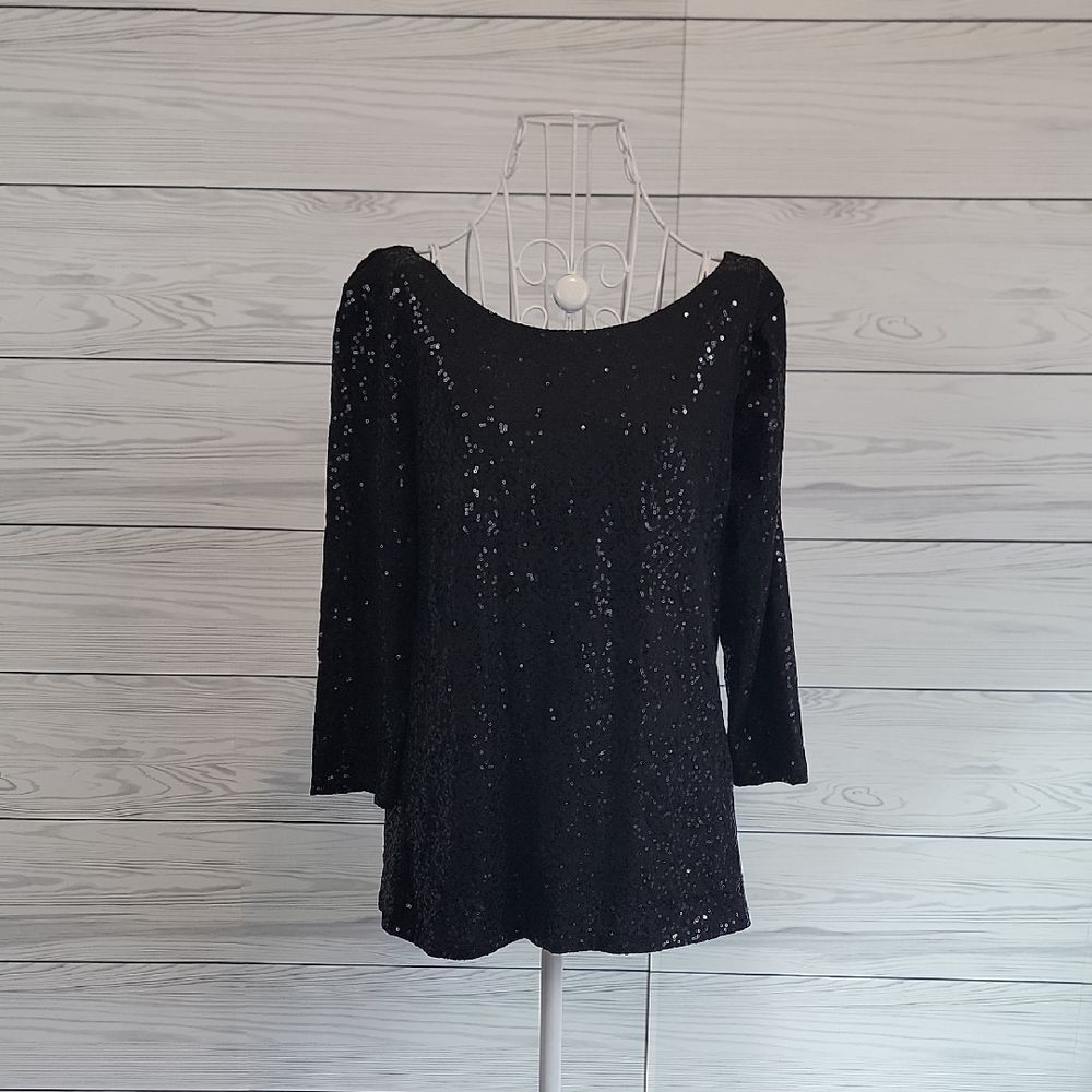 Gibson Black Sequin Women's Top Size M
